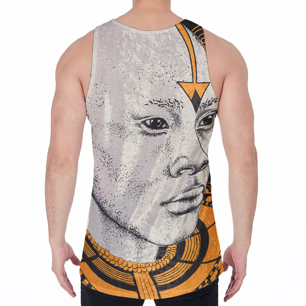 African Style Print Men's Velvet Tank Top