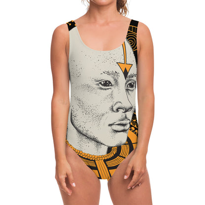 African Style Print One Piece Swimsuit