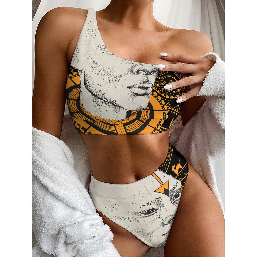 African Style Print One Shoulder Bikini Top