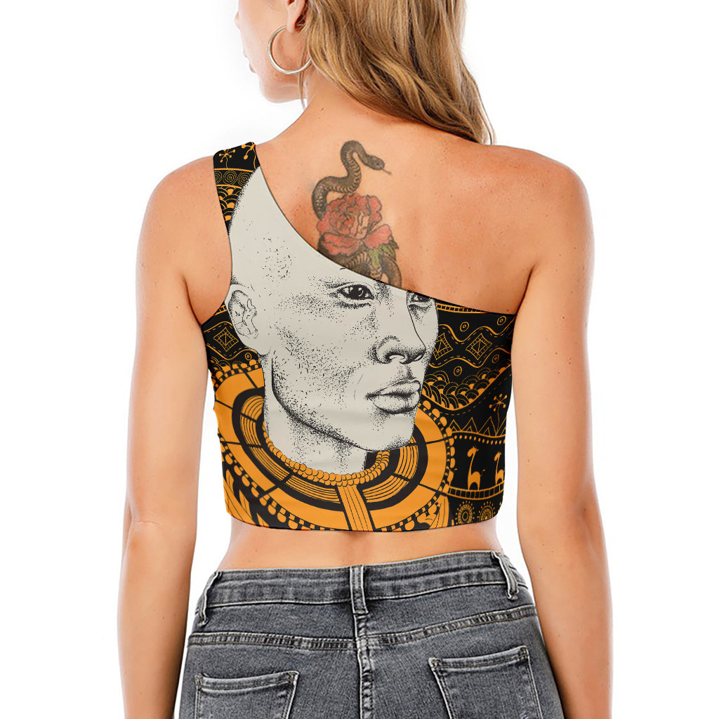 African Style Print One Shoulder Crop Top