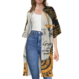 African Style Print Open Front Beach Cover Up