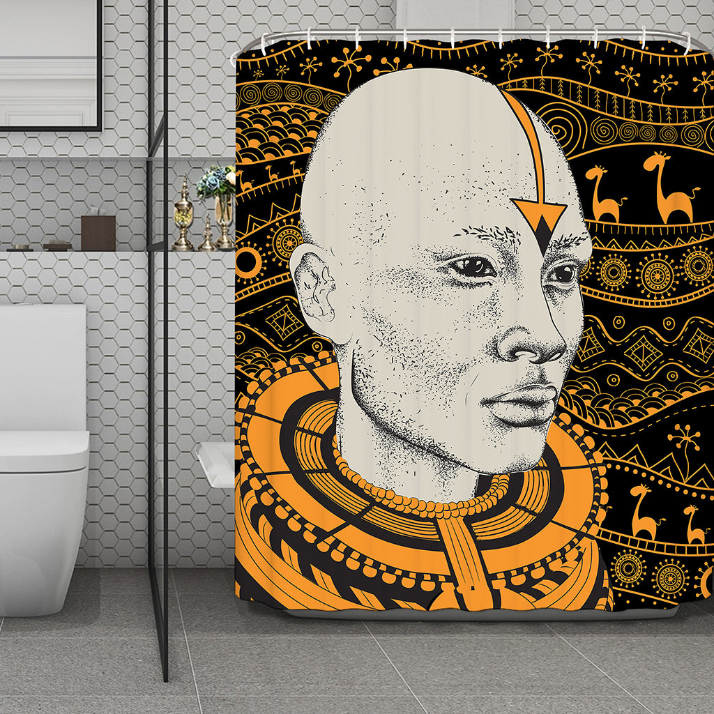 African Style Print Polyester Shower Curtain