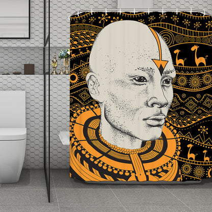 African Style Print Polyester Shower Curtain
