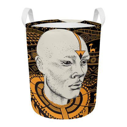 African Style Print Round Laundry Basket