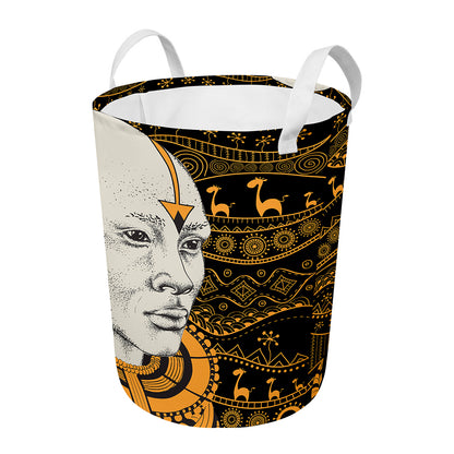 African Style Print Round Laundry Basket