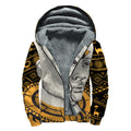 African Style Print Sherpa Lined Zip Up Hoodie
