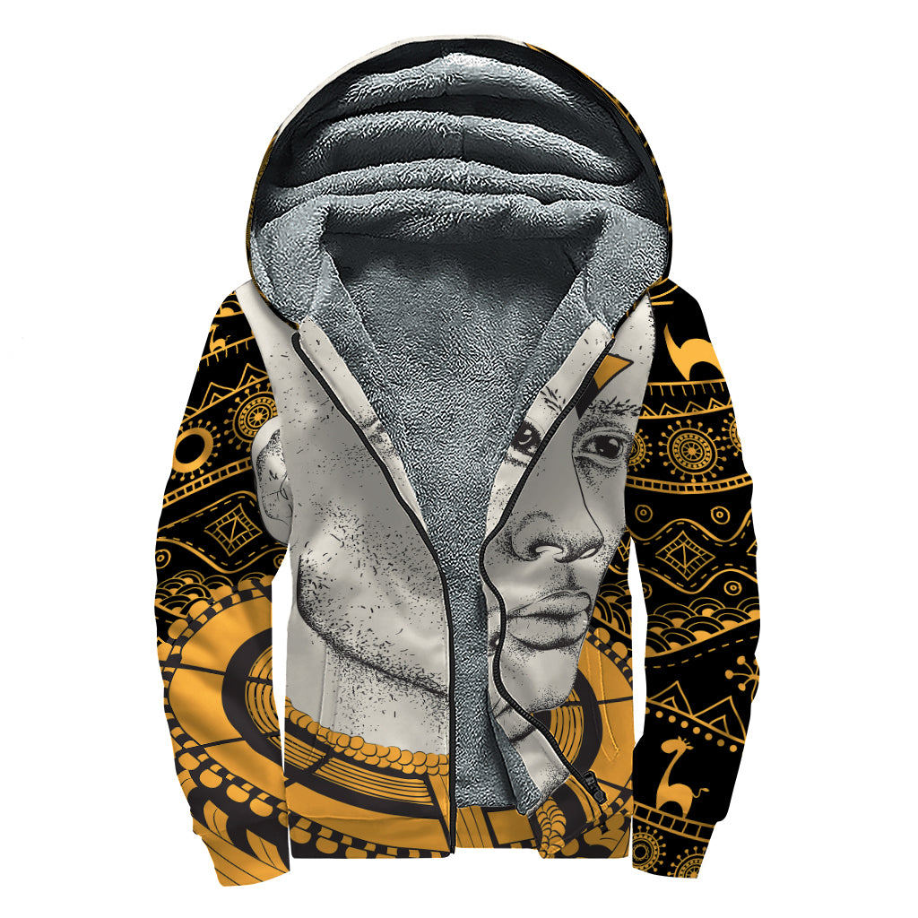 African Style Print Sherpa Lined Zip Up Hoodie