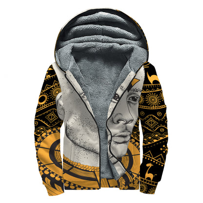 African Style Print Sherpa Lined Zip Up Hoodie