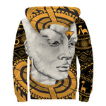 African Style Print Sherpa Lined Zip Up Hoodie