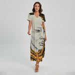 African Style Print Short Sleeve Maxi Dress