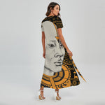 African Style Print Short Sleeve Maxi Dress