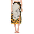African Style Print Side Slit Midi Skirt