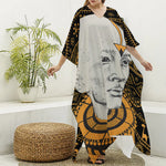 African Style Print Silk V-Neck Kaftan Dress