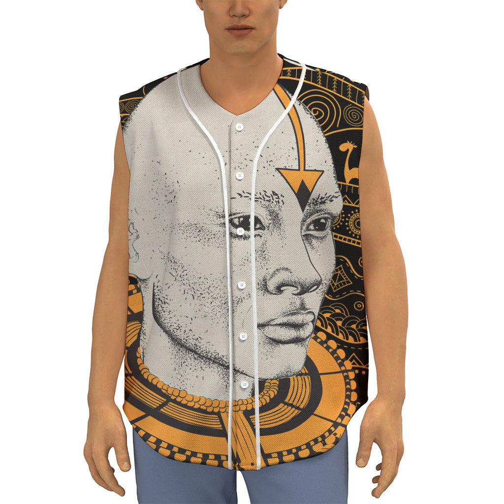 African Style Print Sleeveless Baseball Jersey