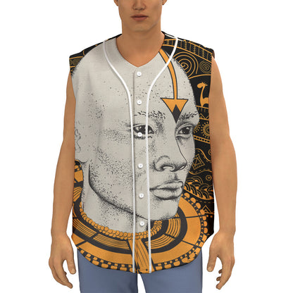 African Style Print Sleeveless Baseball Jersey