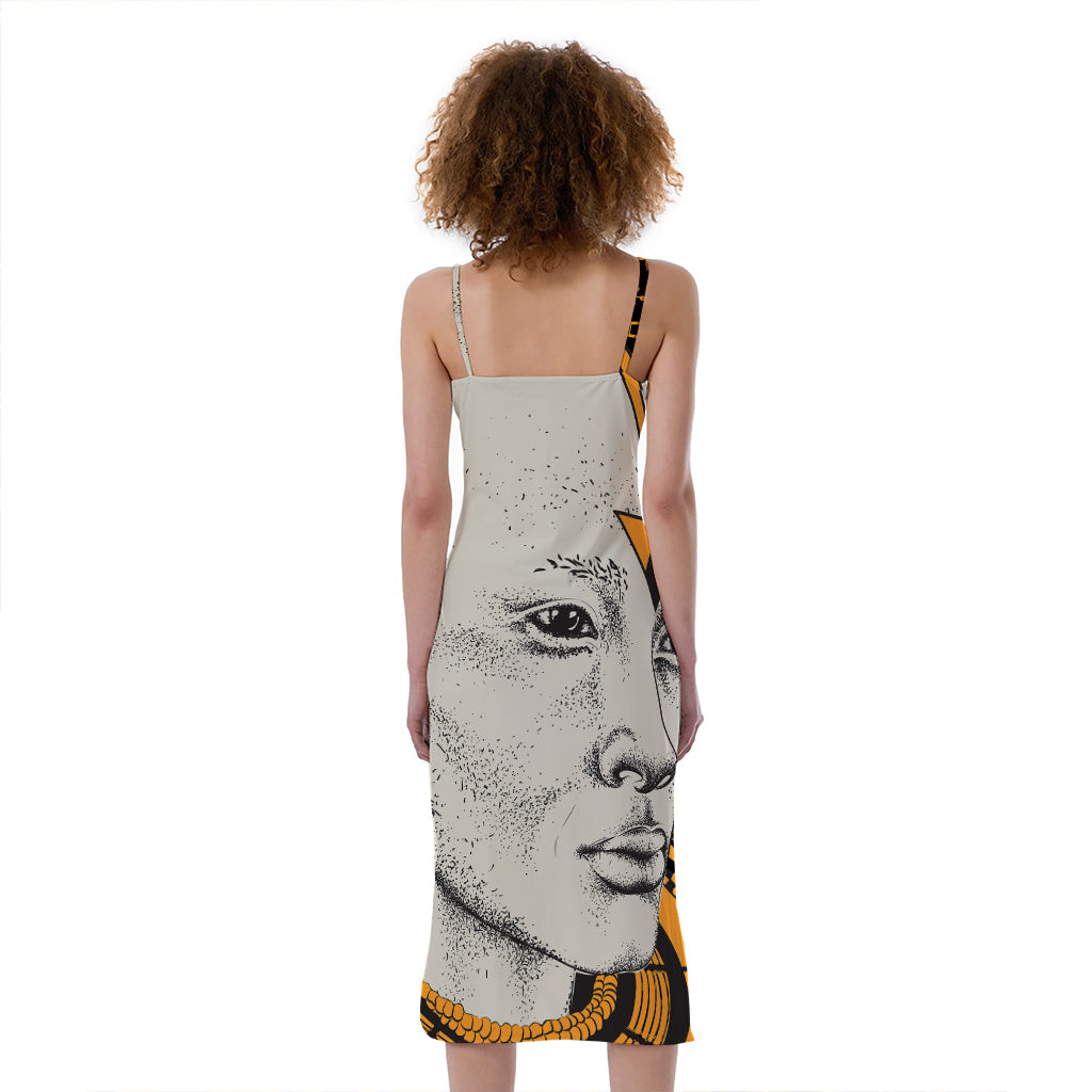 African Style Print Slim Fit Midi Cami Dress