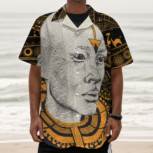 African Style Print Textured Short Sleeve Shirt