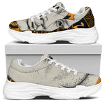 African Style Print White Chunky Shoes