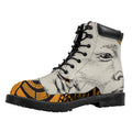 African Style Print Padded Collar Lace Up Boots