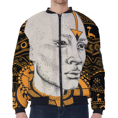 African Style Print Zip Sleeve Bomber Jacket