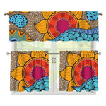 African Sun Print 3 Piece Kitchen Curtains