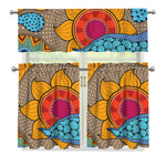 African Sun Print 3 Piece Kitchen Curtains