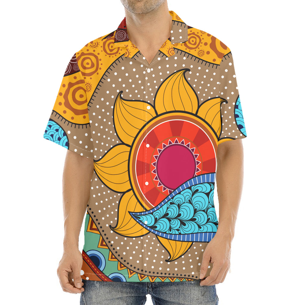 African Sun Print Aloha Shirt