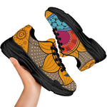 African Sun Print Black Chunky Shoes