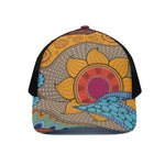African Sun Print Black Mesh Trucker Cap
