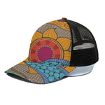 African Sun Print Black Mesh Trucker Cap
