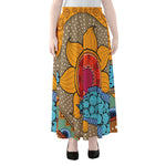African Sun Print Chiffon Maxi Skirt