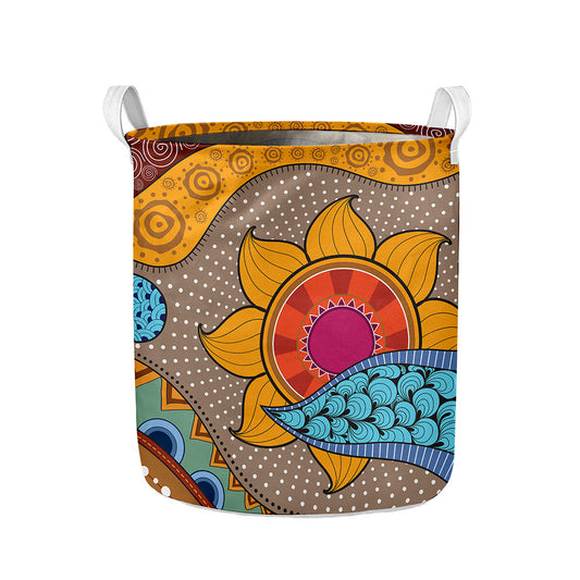 African Sun Print Collapsible Laundry Basket