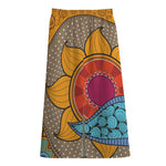 African Sun Print Cotton Front Slit Maxi Skirt