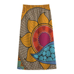 African Sun Print Cotton Front Slit Maxi Skirt