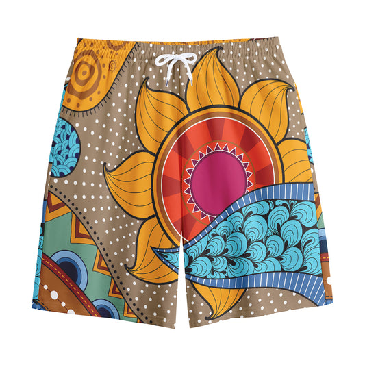 African Sun Print Cotton Shorts