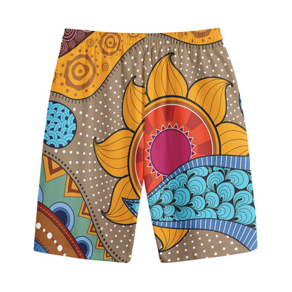 African Sun Print Cotton Shorts