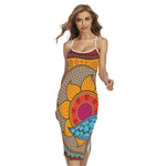 African Sun Print Cross Back Cami Dress