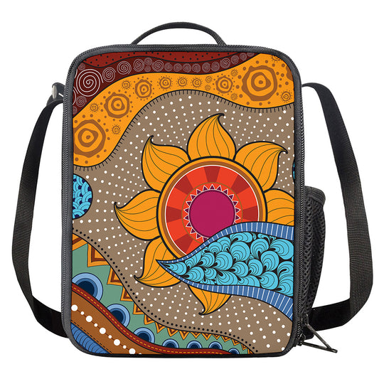 African Sun Print Crossbody Lunch Bag