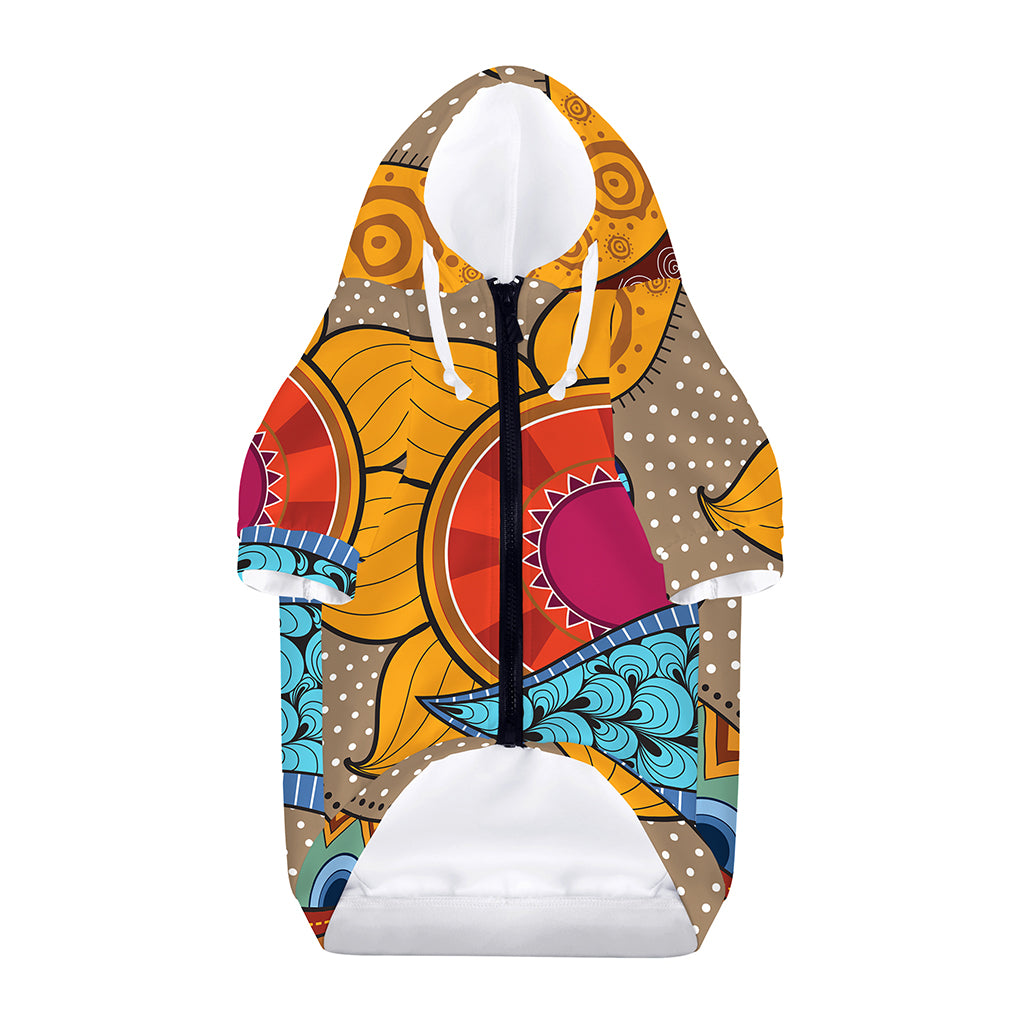 African Sun Print Dog Zip Up Hoodie