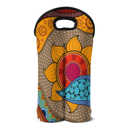 African Sun Print Double Neoprene Wine Tote