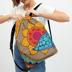 African Sun Print Drawstring Backpack