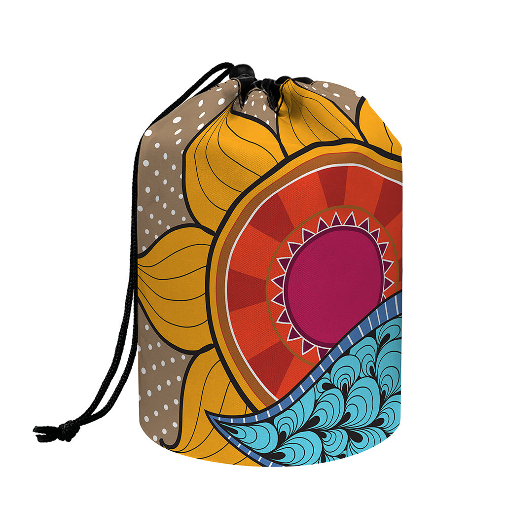 African Sun Print Drawstring Makeup Bag