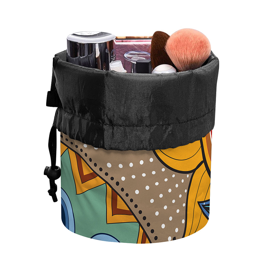 African Sun Print Drawstring Makeup Bag
