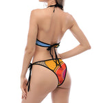 African Sun Print Halter Scoop Tie Side Bikini