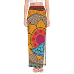 African Sun Print High Slit Maxi Skirt