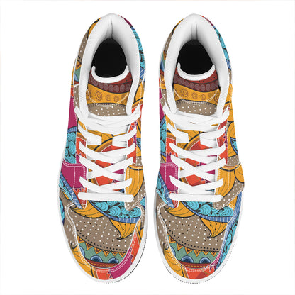African Sun Print High Top Leather Sneakers
