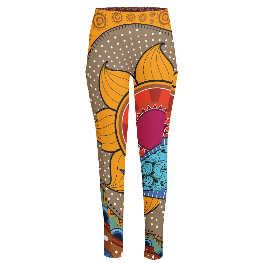 African Sun Print High-Waisted Pocket Leggings