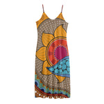 African Sun Print Jersey Midi Cami Dress