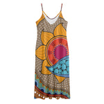 African Sun Print Jersey Midi Cami Dress