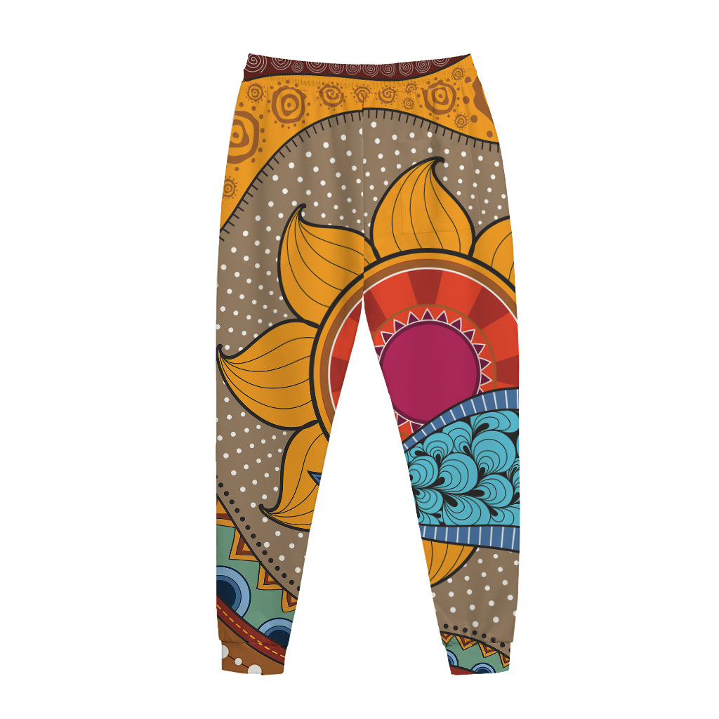 African Sun Print Jogger Pants